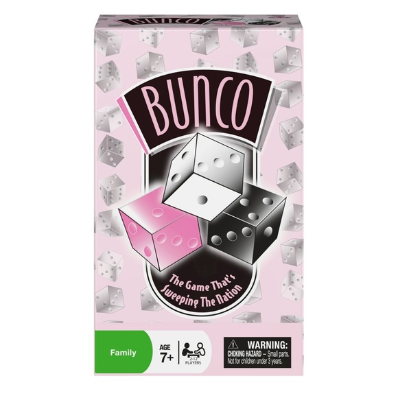Bunco Dice Game Deluxe in Tin 9 Dice, 1 Large Fuzzy Die, Score Sheet, Bell - Picture 2 of 2